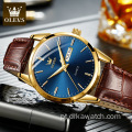 OLEVS Marca de luxo masculino clássico relógio à prova d&#39;água de quartzo pulseira de couro calendário casual negócios moda homem relógio reloj Mujer